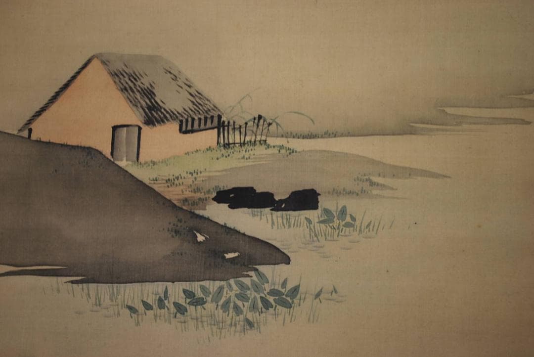 【真作】森一鳳/春秋山水図双幅/掛軸☆宝船☆P-997　J