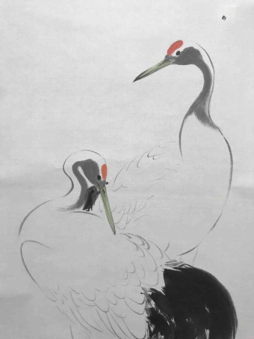 【真作】青木香玲/双鶴図/鶴図/掛軸/名家伝来/AC-465