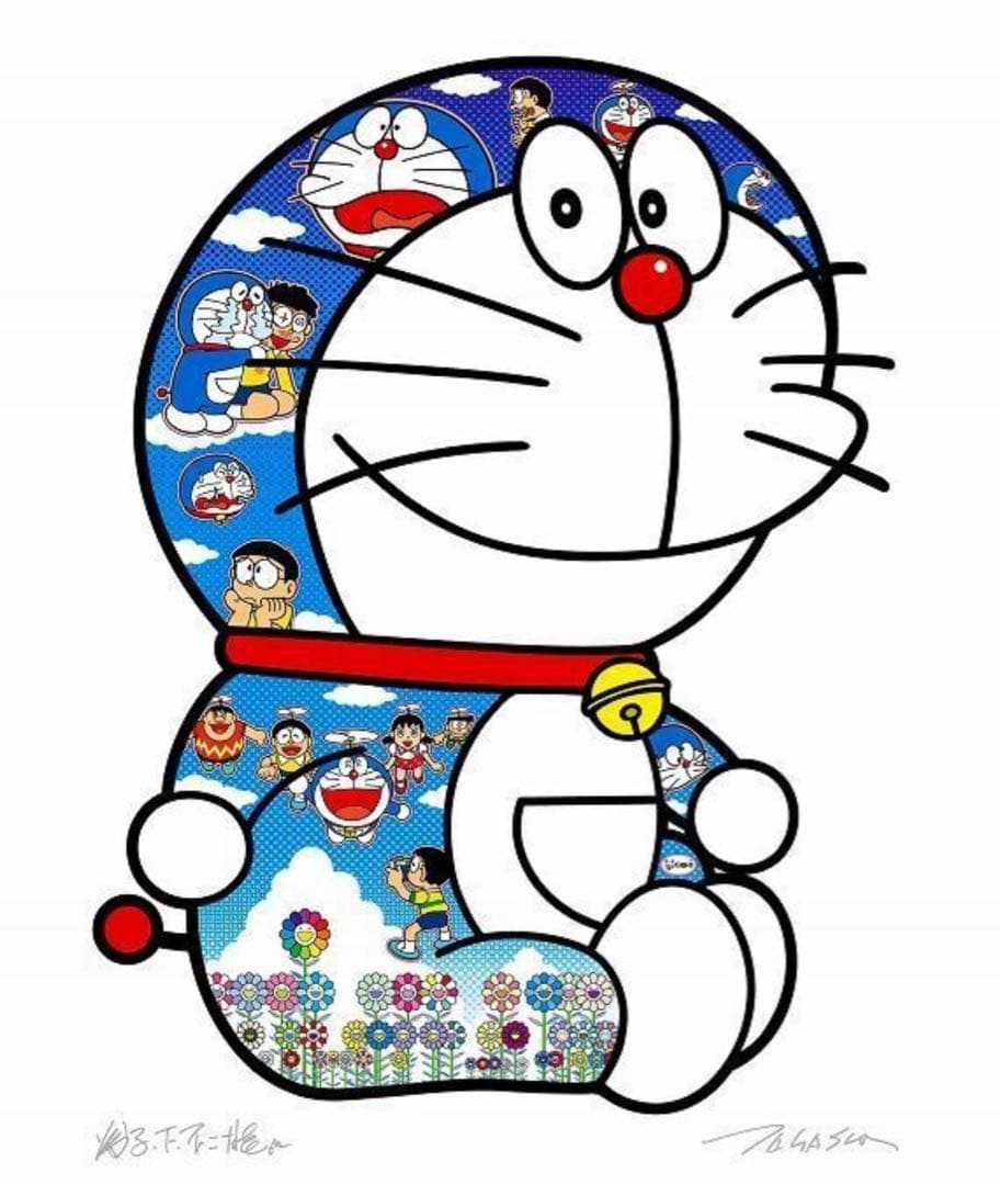 今だけ価格　村上隆 ドラえもん おすわりドラえもん 泣いたり笑ったり ED300 10月15日(金)よりWEBショップにて、新作ドラえもんエディションサイン