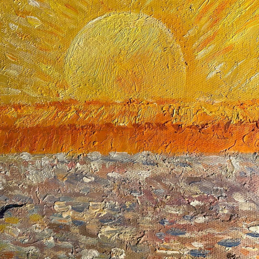 ★秀作★手書き油絵 ゴッホ 種蒔く人 肉筆絵画 額付き インテリア 油彩画