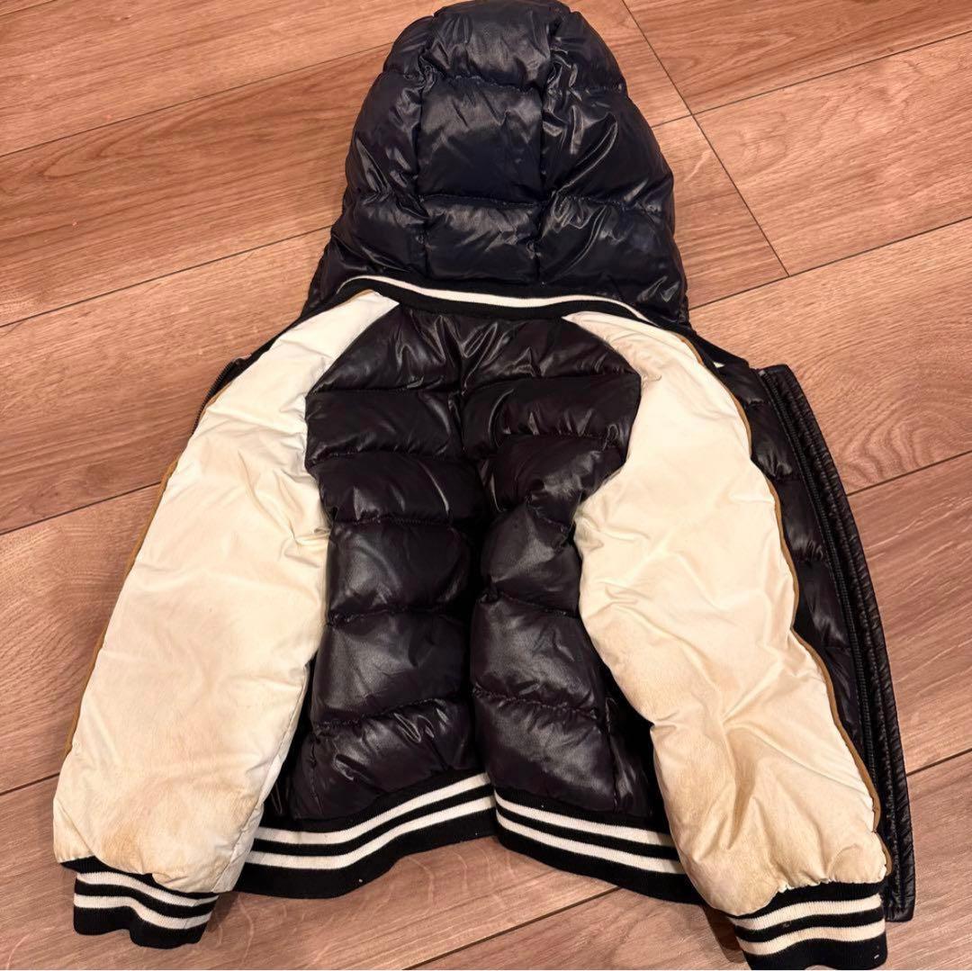 モンクレール 92cmフード付きダウンジャケット ネイビー/ホワイト