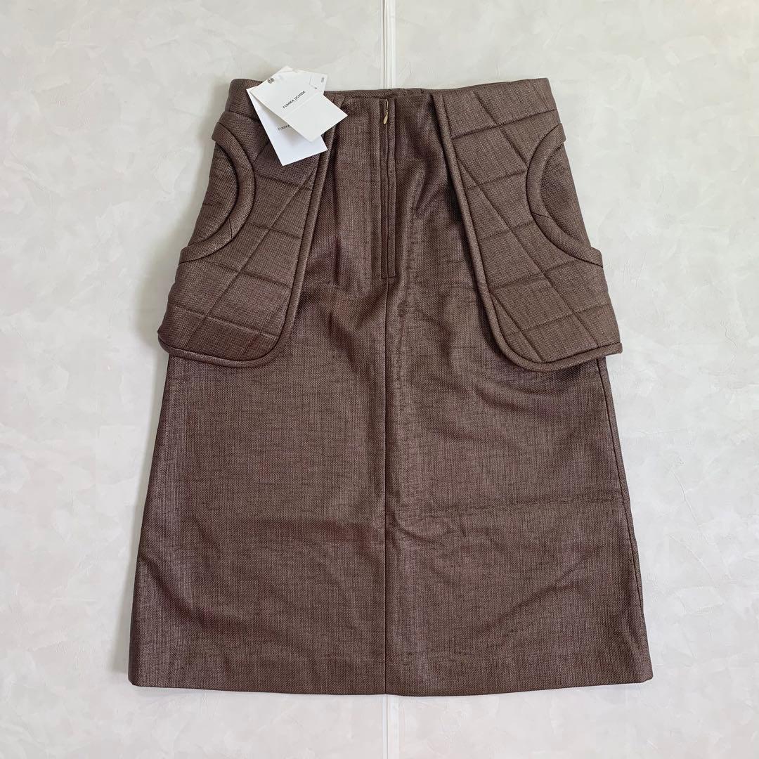 フミカウチダ　RAFFIA WAIST PAD MIDDLE SKIRT