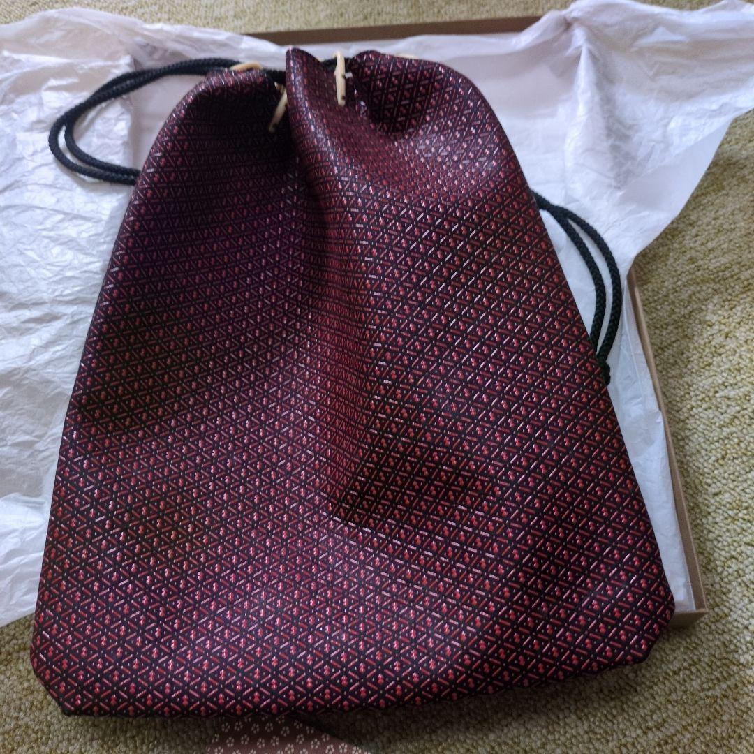 n*i様 甲州印傳和装用バッグ 赤と黒の幾何学模様 巾着