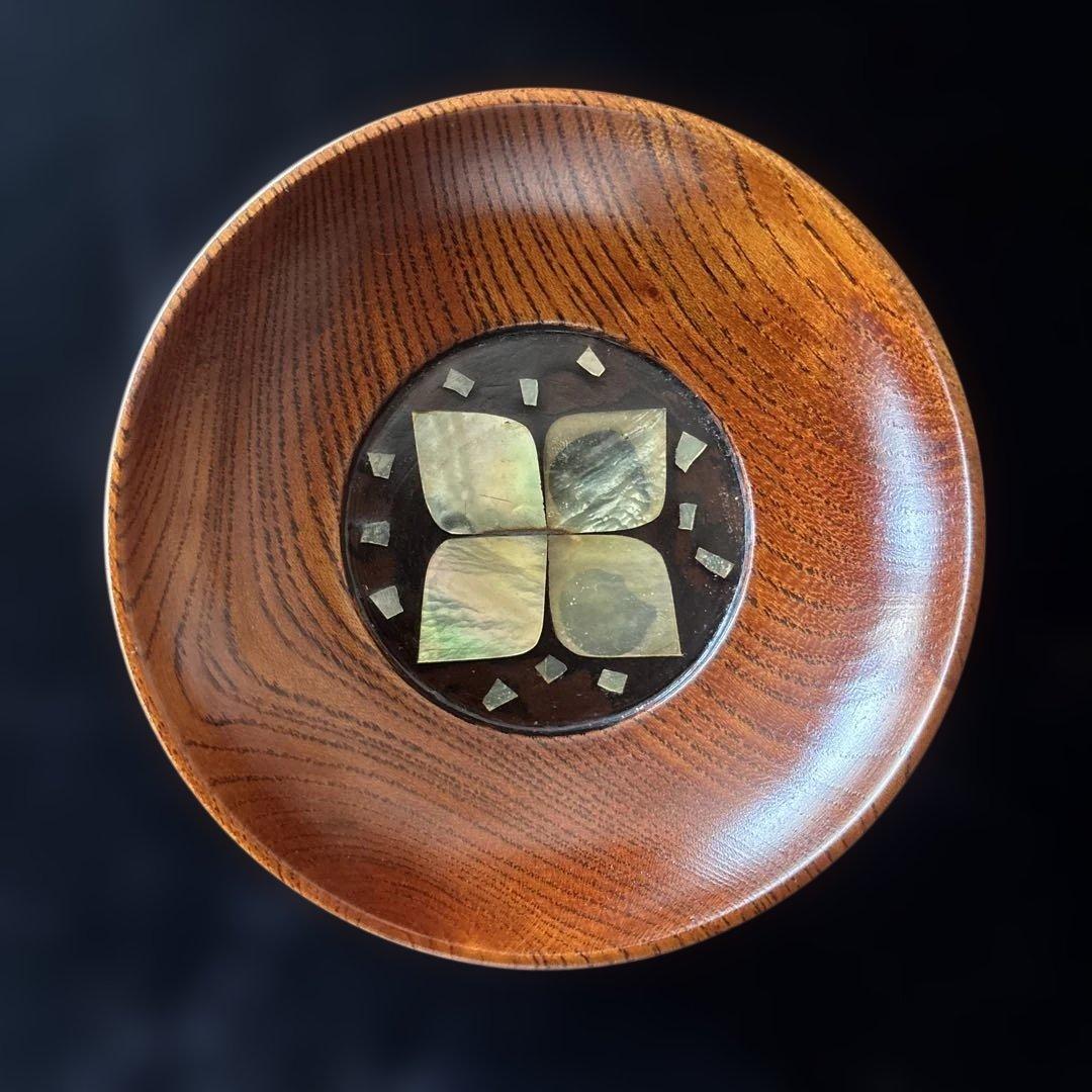 小島雄四郎　螺鈿　欅　小茶托　5枚組　民芸　木箱入　黒田辰秋