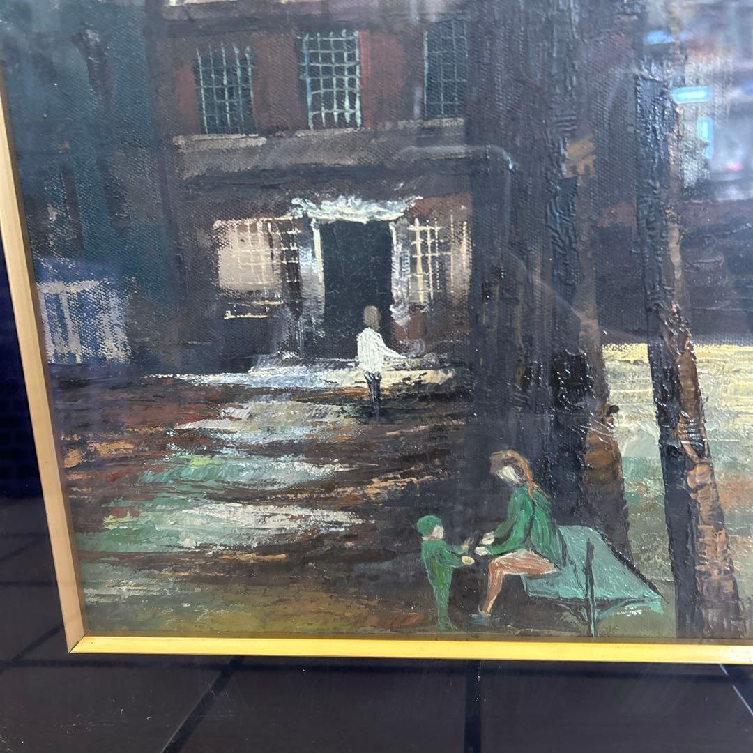 大作　　K.PERRY 油絵　風景画　公園　街並み