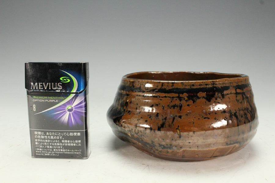 茶道具 古瀬戸 建水 名人 加藤作介造 共箱(K-A363)