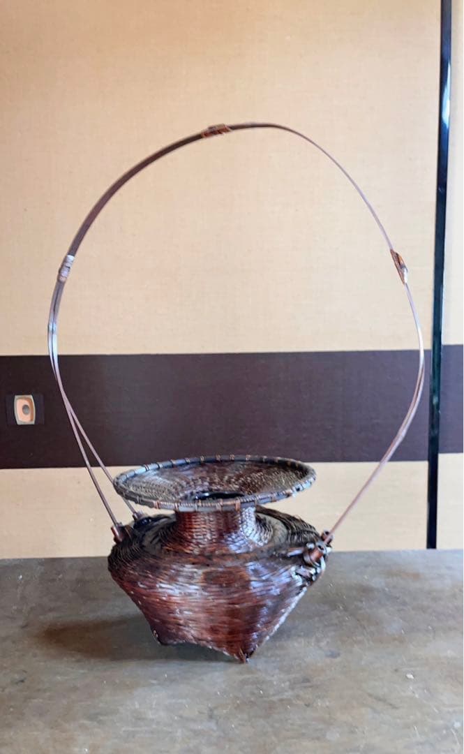 達磨牡丹篭 池坊 華道 いけばな 牡丹籠 手付竹籠 染牡丹籠 牡丹篭 公長