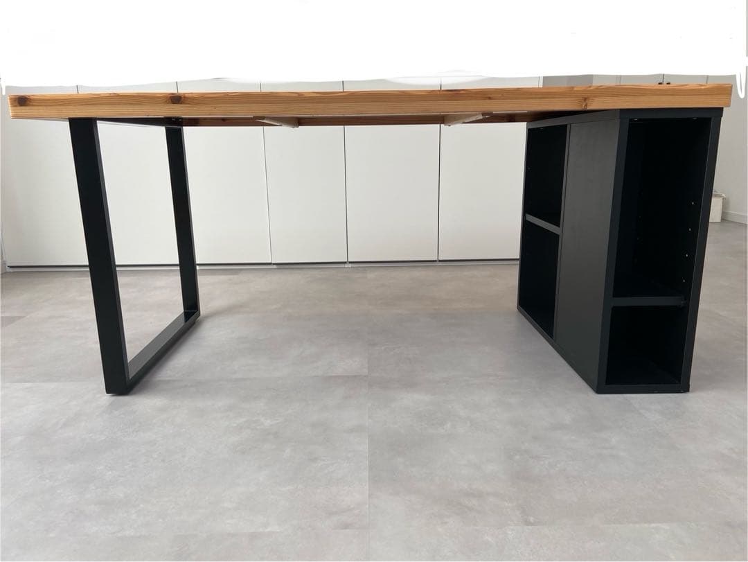 ダイニングテーブル 150cm 無垢　天然木　収納付き　テーブル