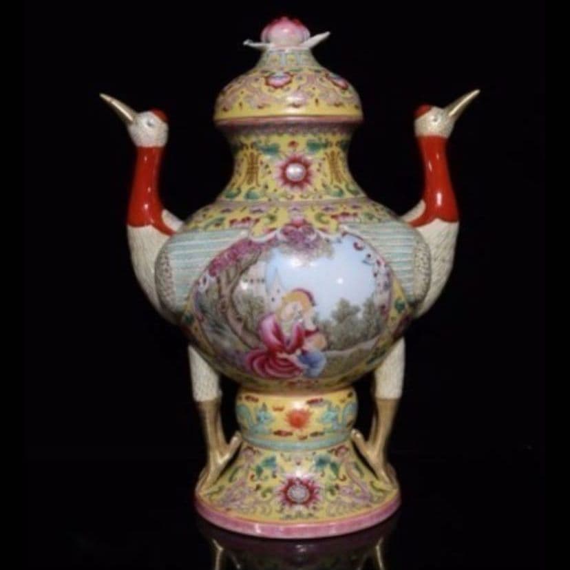 古九谷九谷焼徳利ねじり花入蔵出し江戸期角福緑釉1客