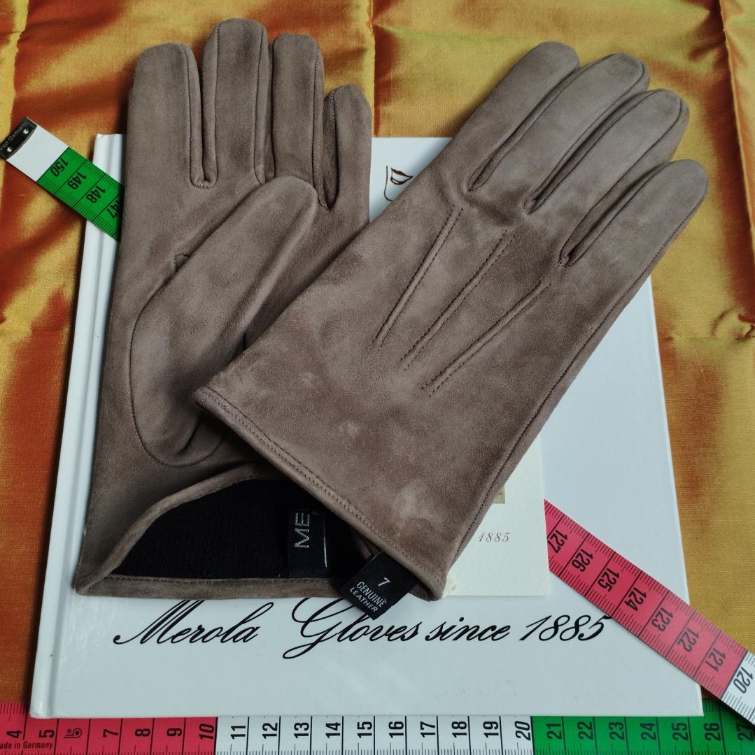 今季 メローラ スエードトープ色 カシミア黒 グローブ 革手袋 MEROLA