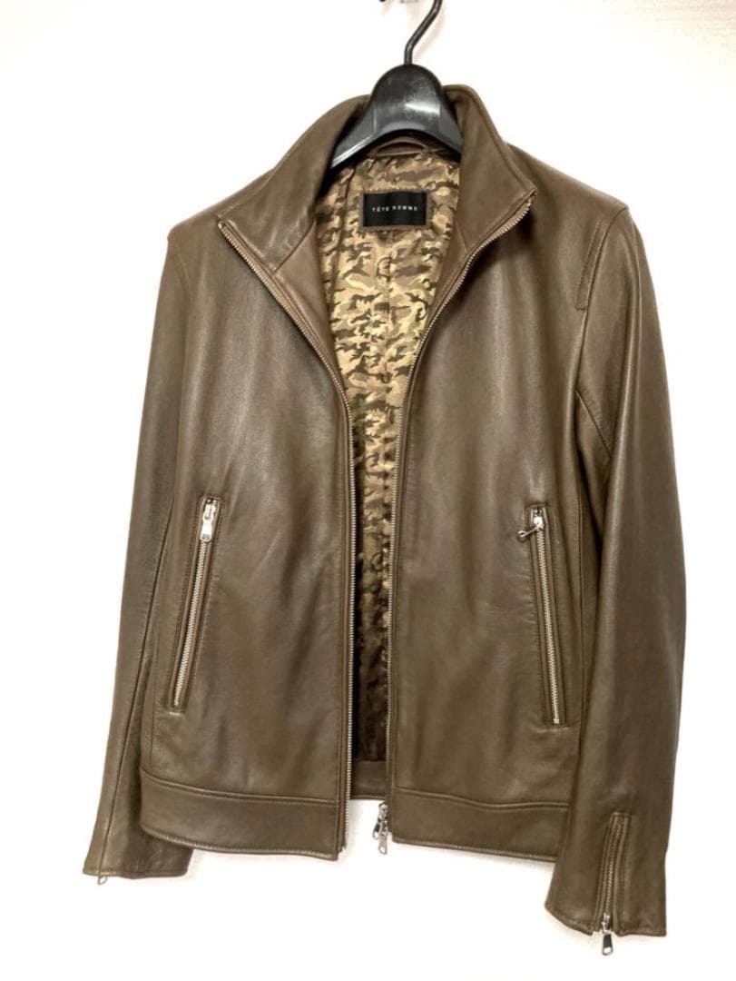 Mサイズ テットオム TETE HOMME レザージャケット ライダース 男女