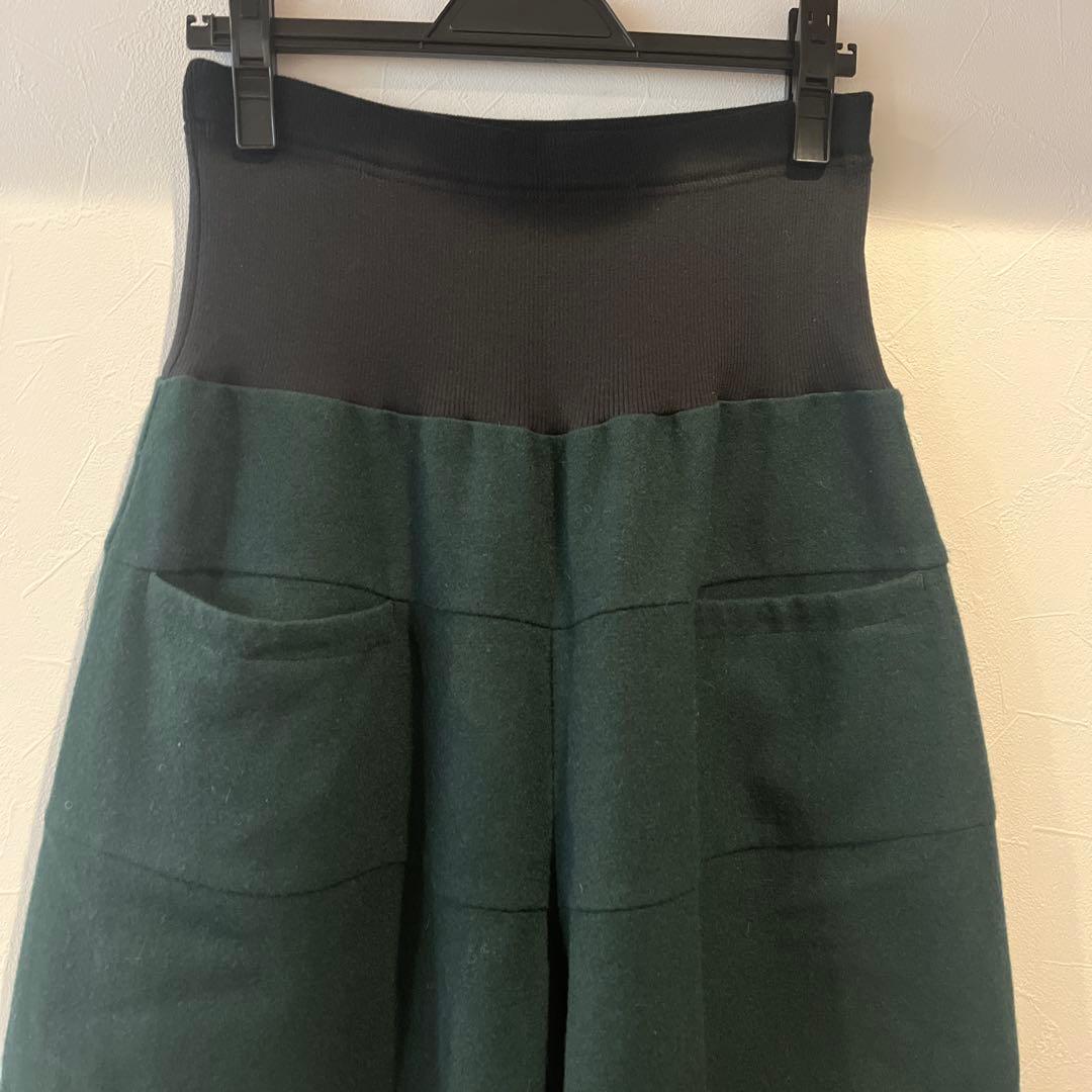 クレッシェントドュオ ダークグリーン ハイウエスト ガウチョパンツ