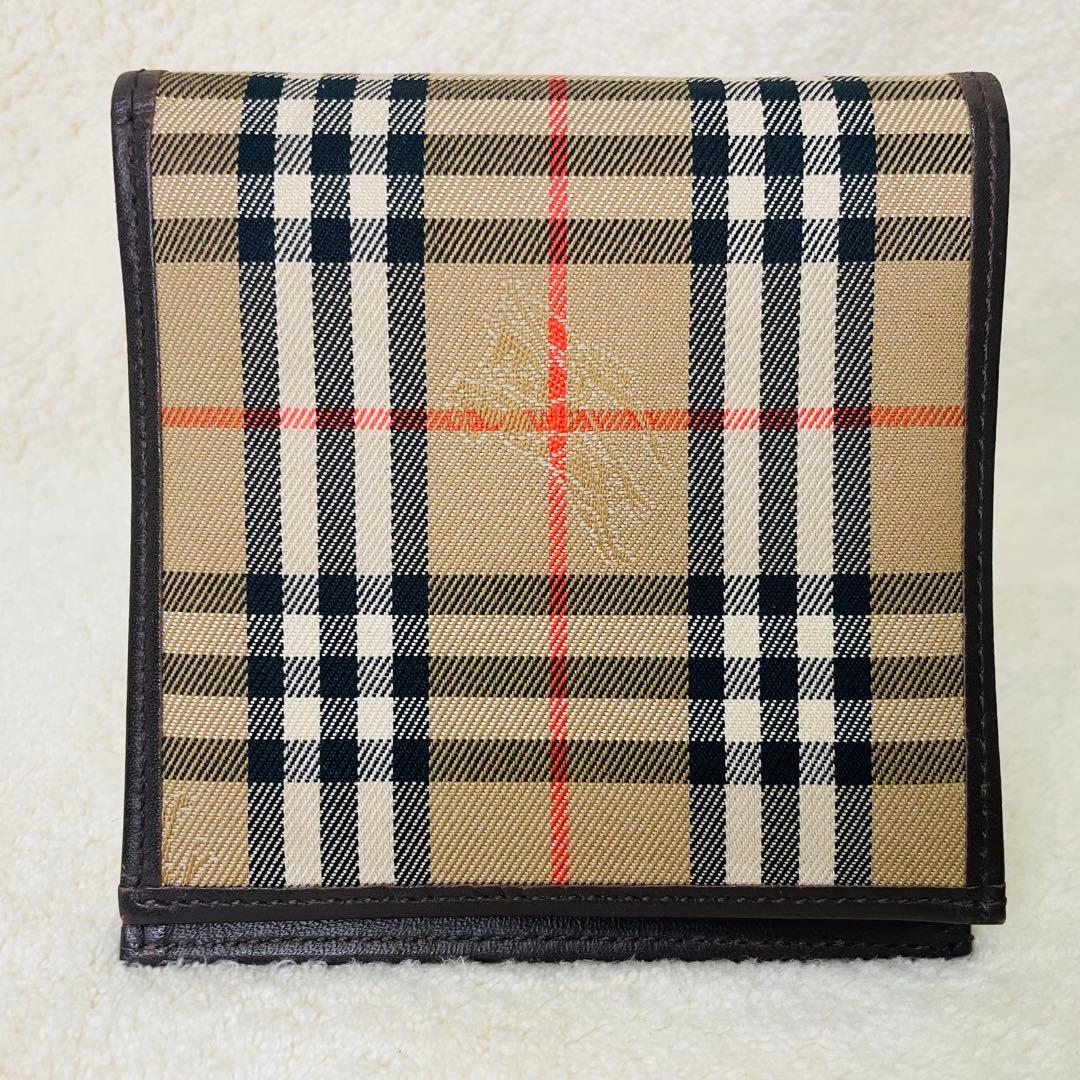 バーバリーズ 二つ折り財布 ノバチェック キャンバス レザー BURBERRY