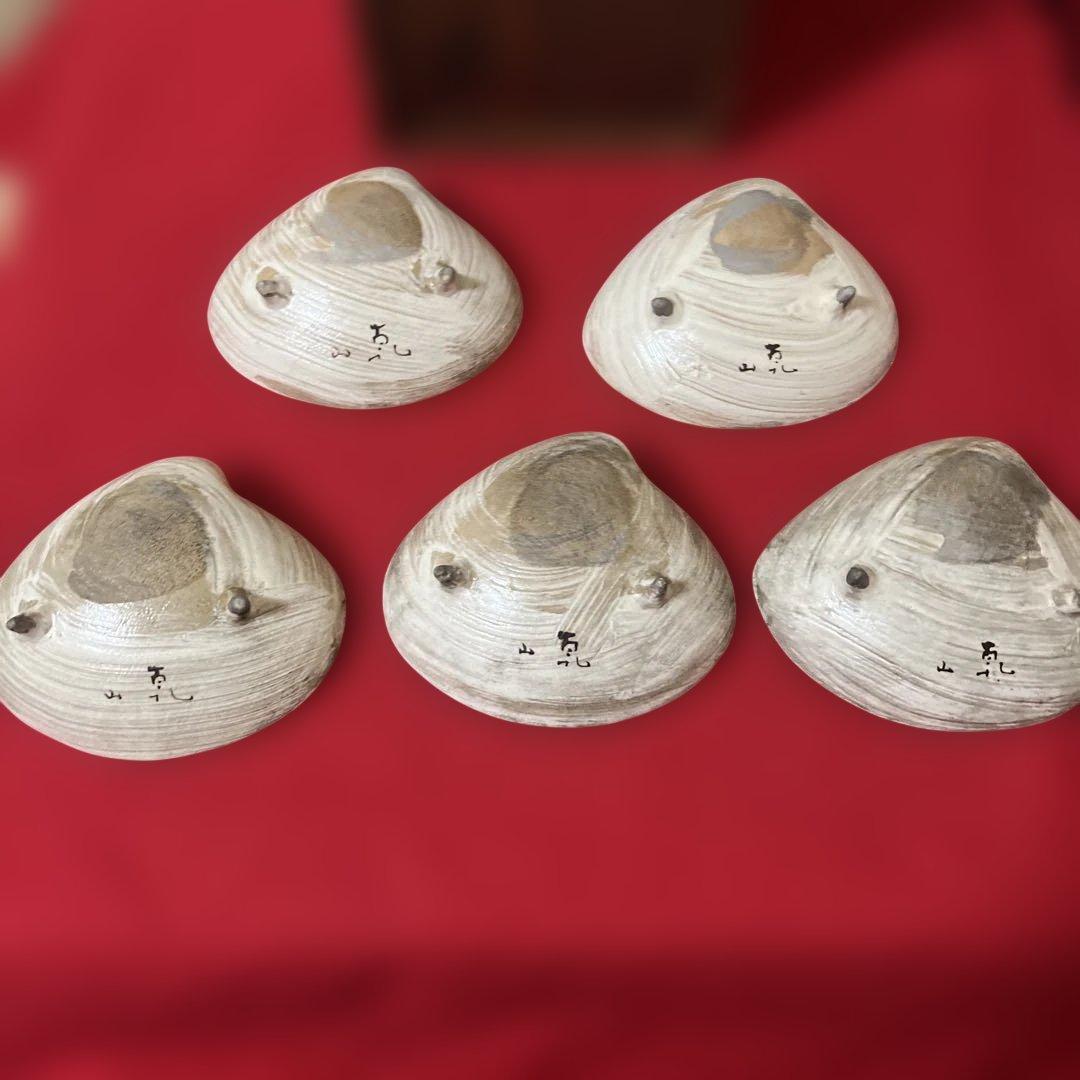 懐石道具【乾山 造】「三十六歌仙 蛤型小皿」図替わり皿五点