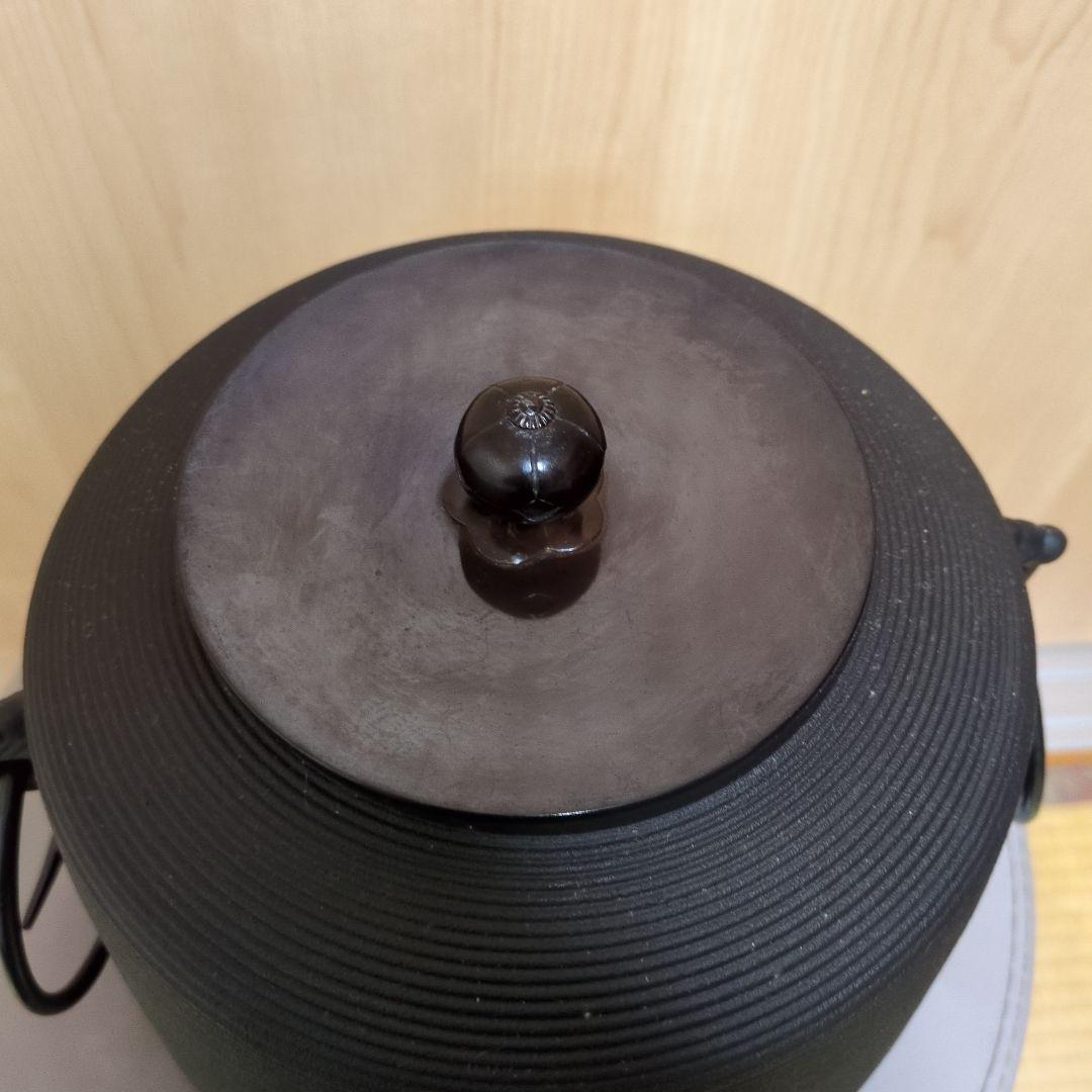 茶道具 特製 志きの釜 本漆仕上 糸目尻張釜