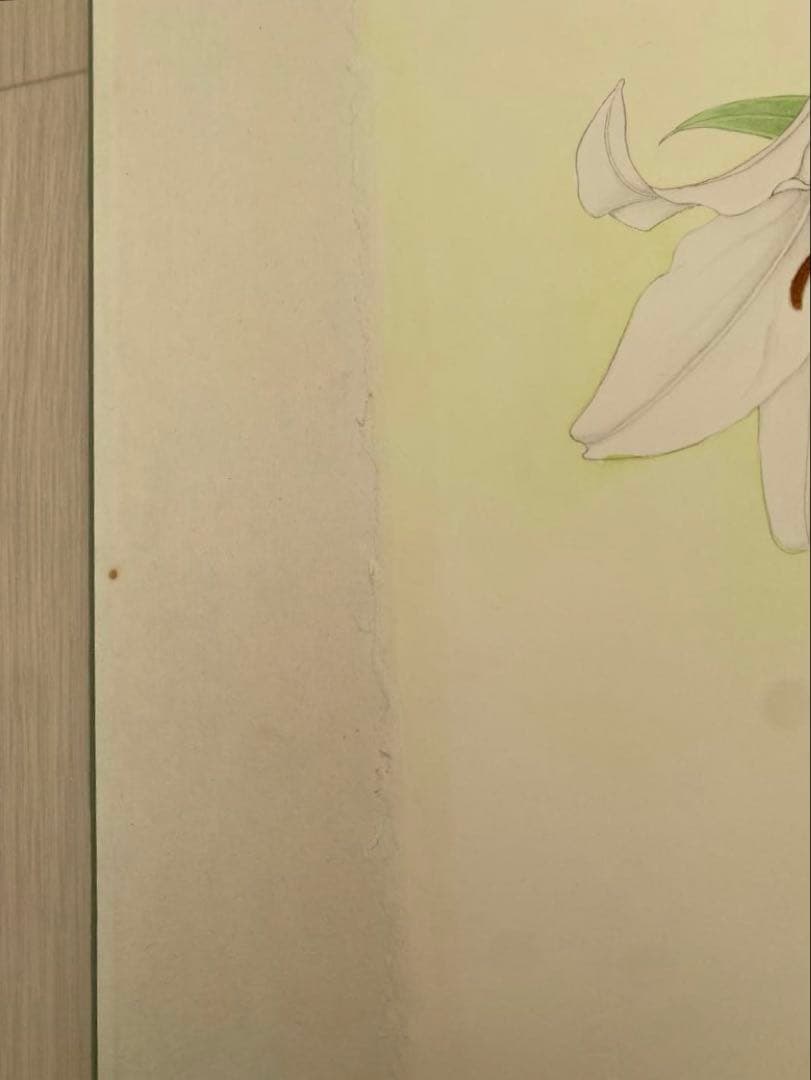 山本 敏雄　ささゆり　水彩画　肉筆　絵画　日本画　インテリア