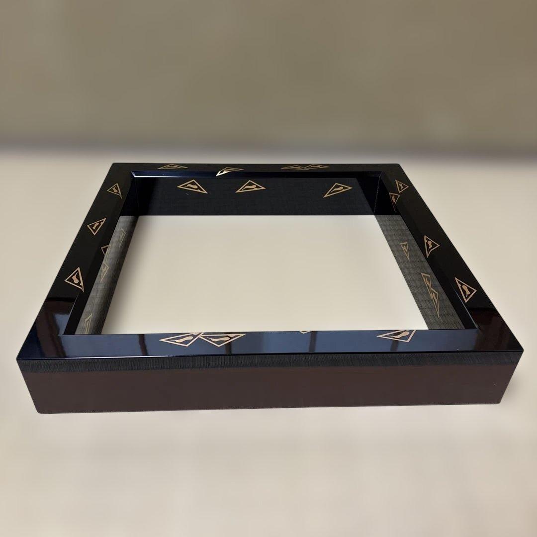 【茶道具】田中表阿弥造　鱗鶴蒔絵　炉縁（共箱）