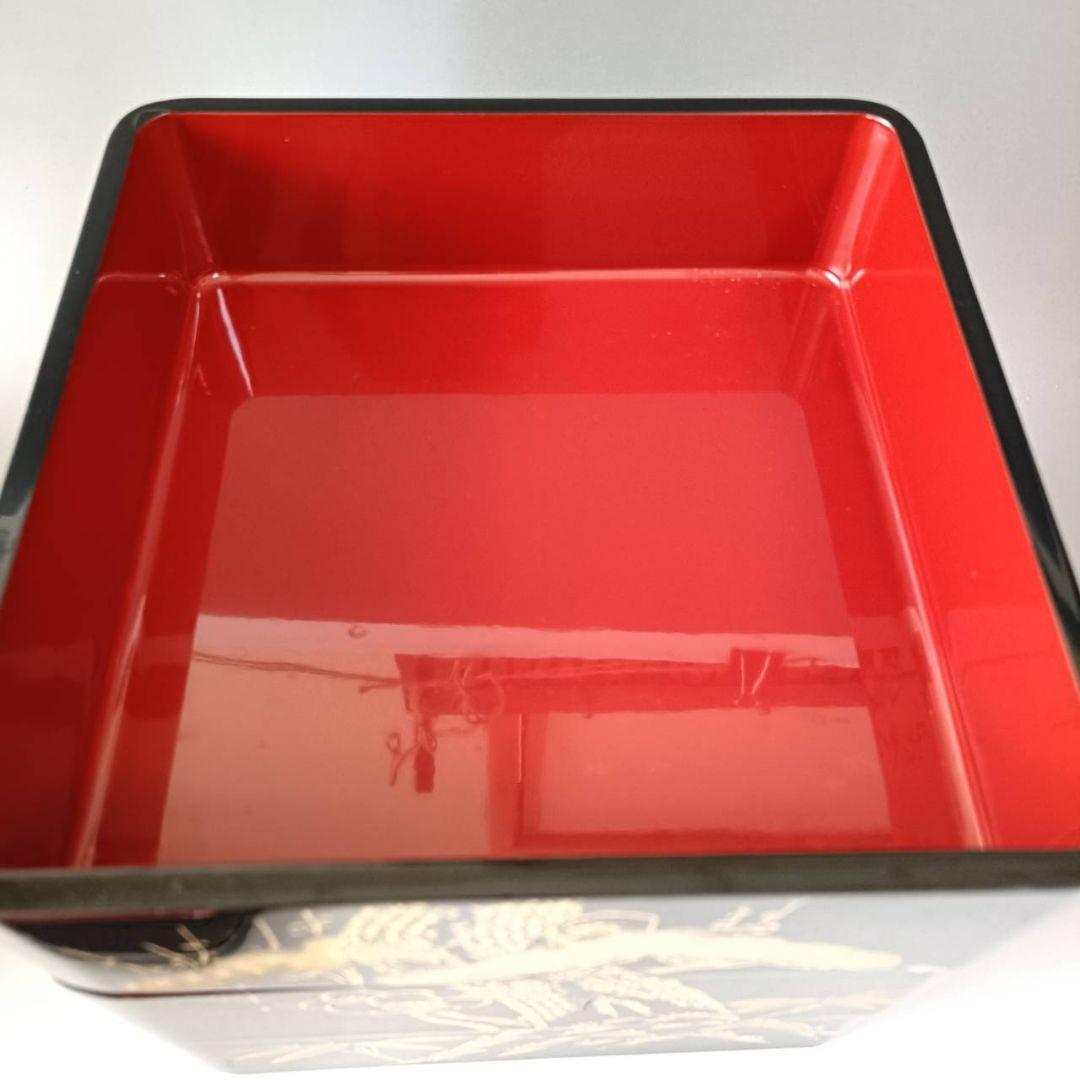 特注 高級 輪島塗 本堅地 三段重 松竹梅沈金 蓋裏家紋入 漆器