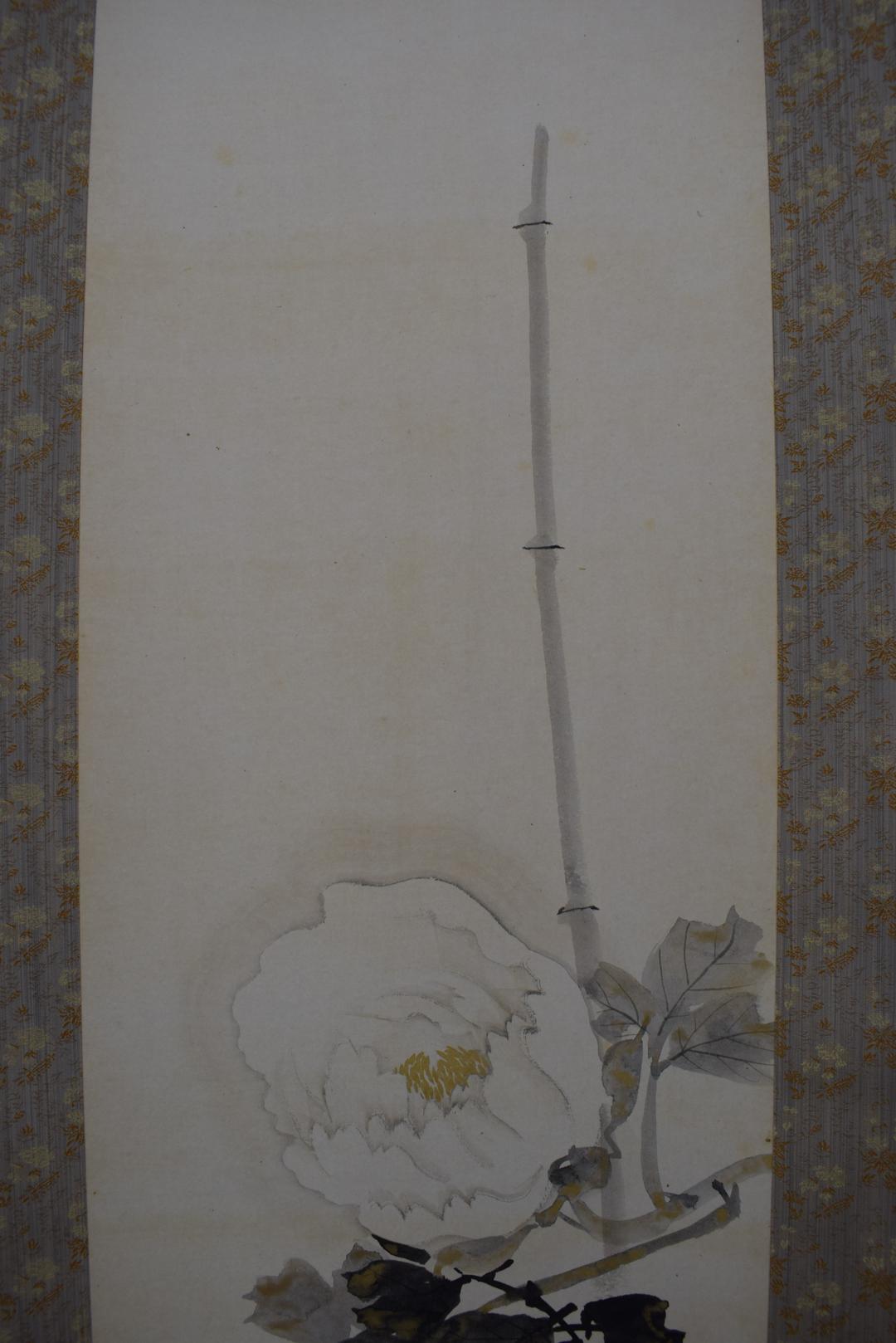 真作】木村武山/牡丹図/花之図/掛軸☆宝船☆Y-348 JM