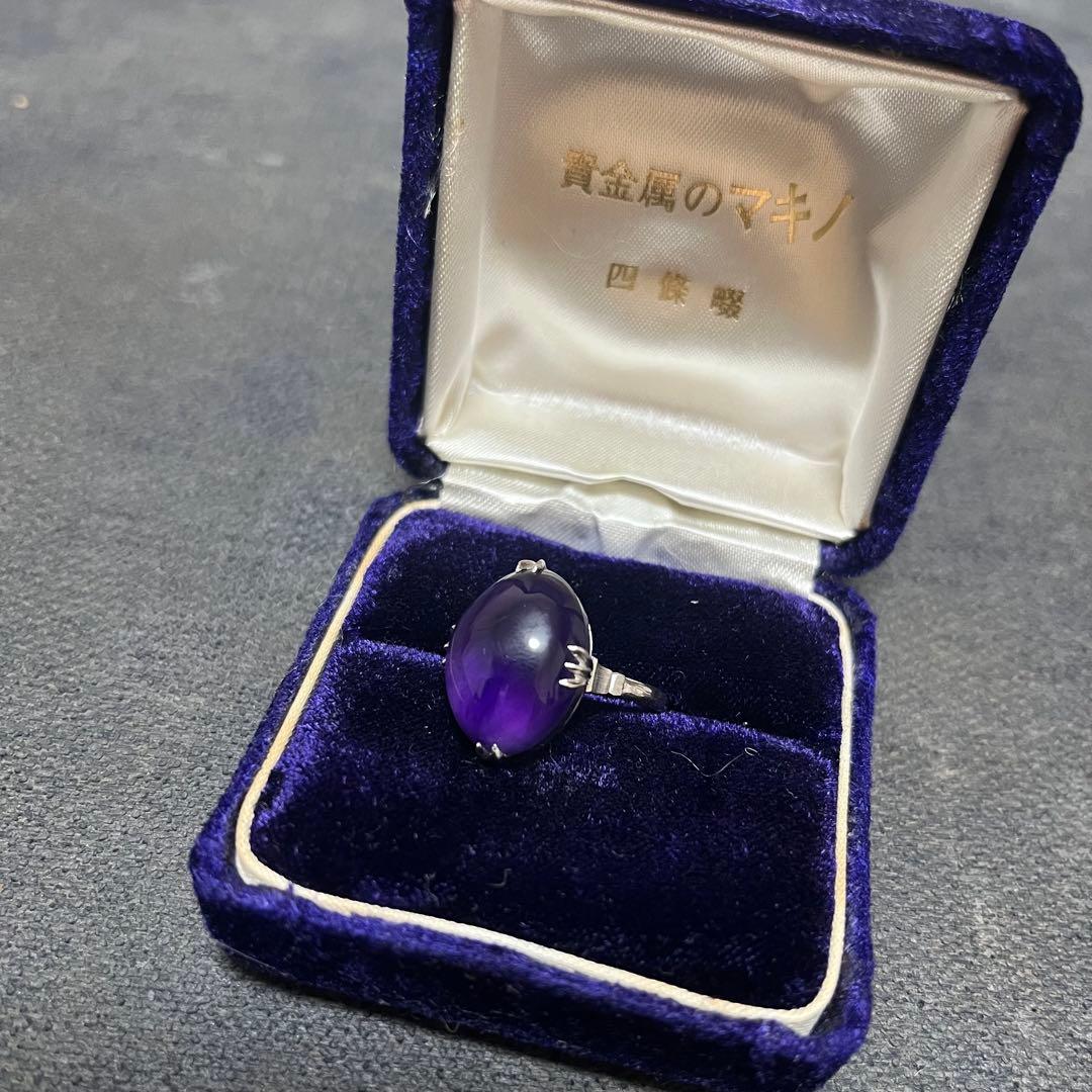アメジスト　指輪　K14WG（14金、ホワイトゴールド）