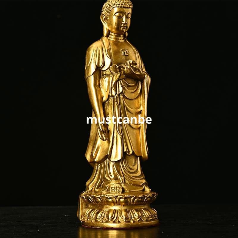 銅製 神像立ち釈迦仏仏像 仏堂に奉安します 鎮宅辟邪 開運風水招財 置物工芸品