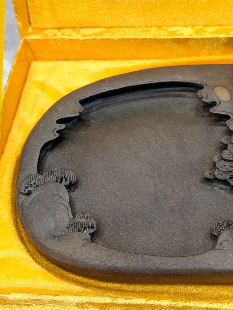 ❛ 中国硯 すずり 手彫り 端渓硯 天然石端渓石 松 習字 飾り｜楽天市場】【