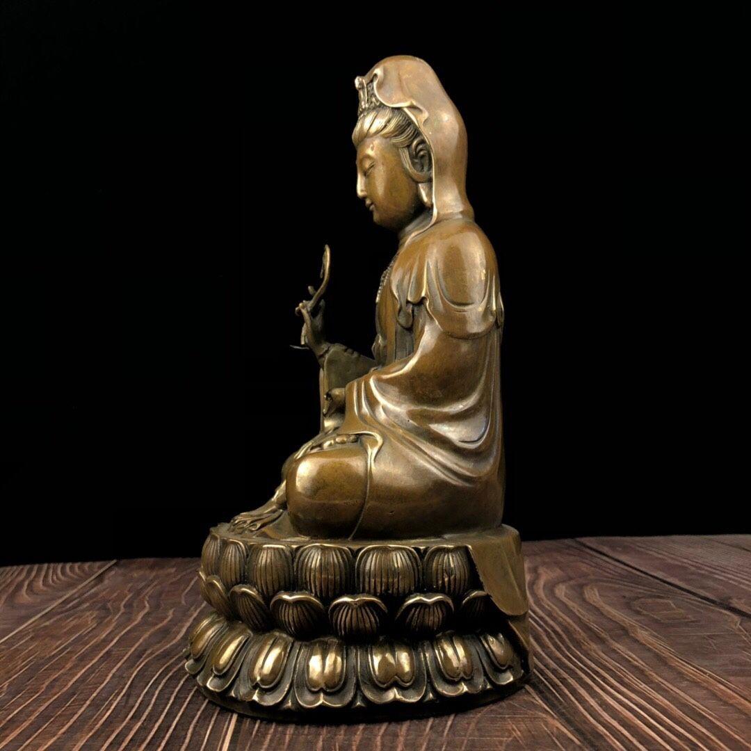 仏像 銅像 柳枝観世音仏像 彫刻 置物 開運 風水 工芸品 置物