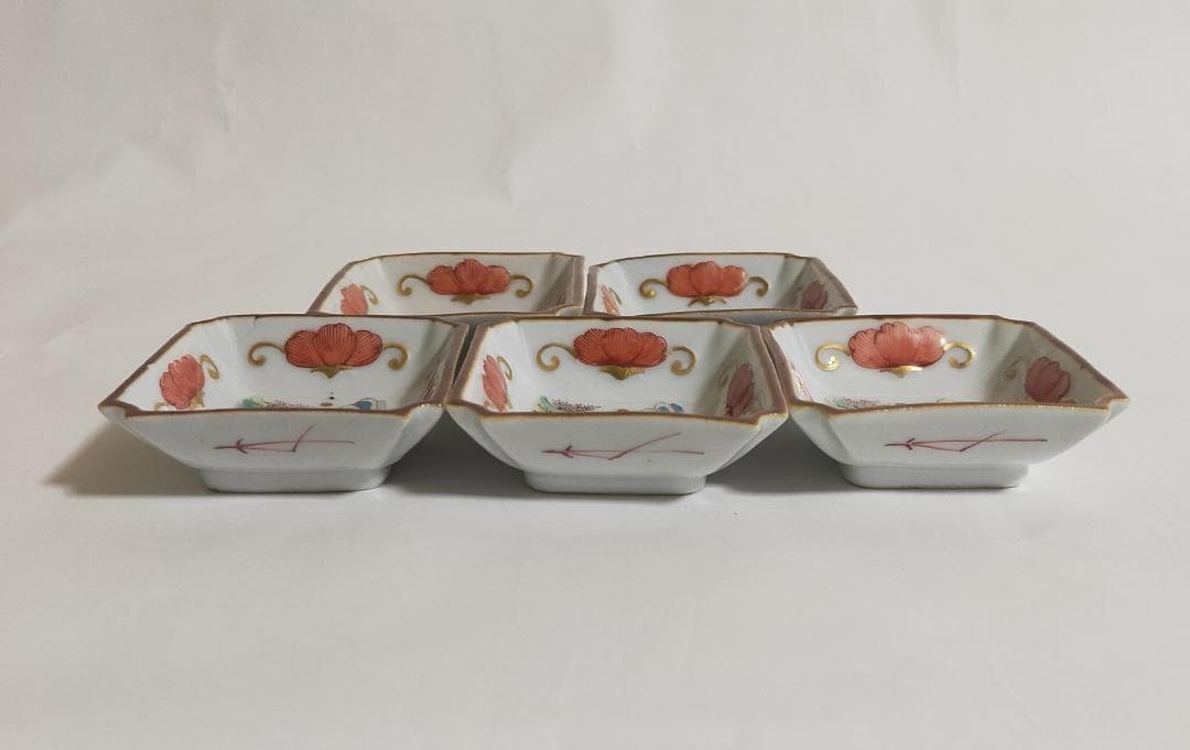 古代南京錦絵小皿五枚