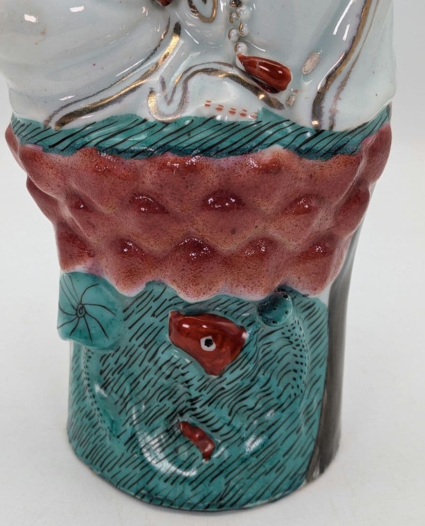 中国九江人形 子安観音菩薩像 観世音菩薩 龍上観音 仏教 仏像 景徳鎮