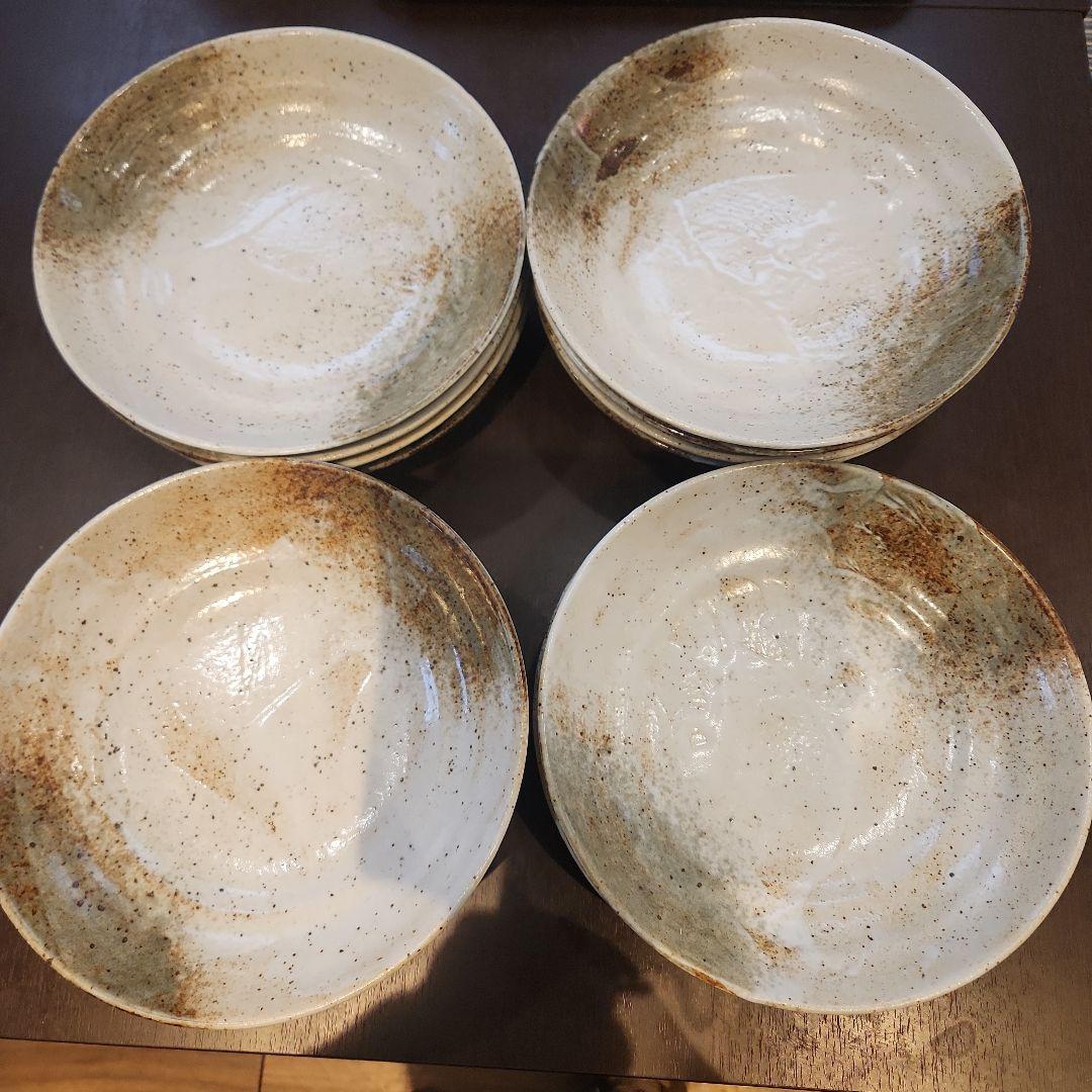 陶器の皿 直径23cm厚み5cm15枚セット 白と茶色のグラデーション - メルカリ