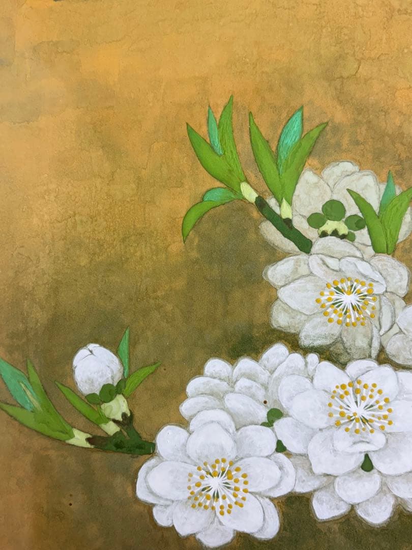 「春光」　土肥武雄　絵画　日本画　鳥　花