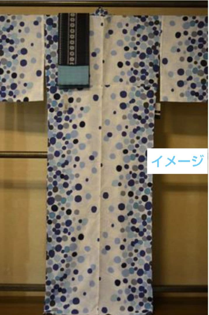 撫松庵ドット浴衣&レース半幅帯、兵児帯 ※美品