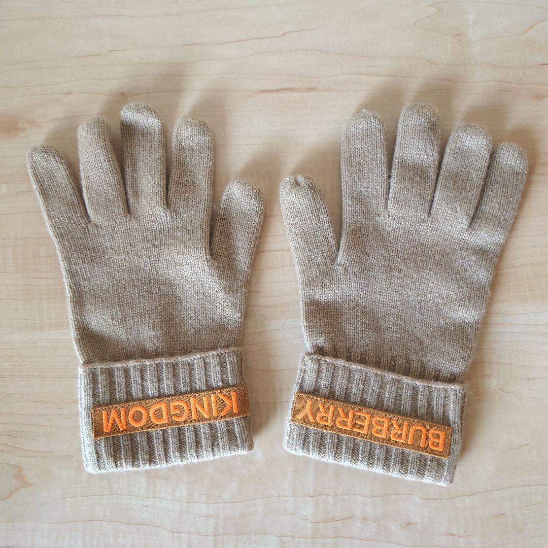 BURBERRY カシミヤ100% ロゴ & KINGDOM グローブ 手袋 W119324206