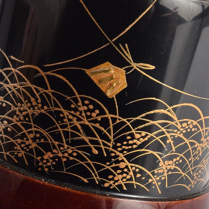 茶道具 中林星山作 秋草鳥蒔絵 茶器 共箱 V 8364