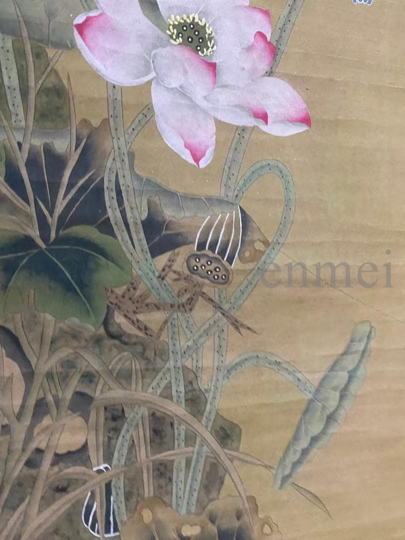 中国古美術・旧藏 明代風・吕紀款・花鳥図・四尺中堂掛軸・