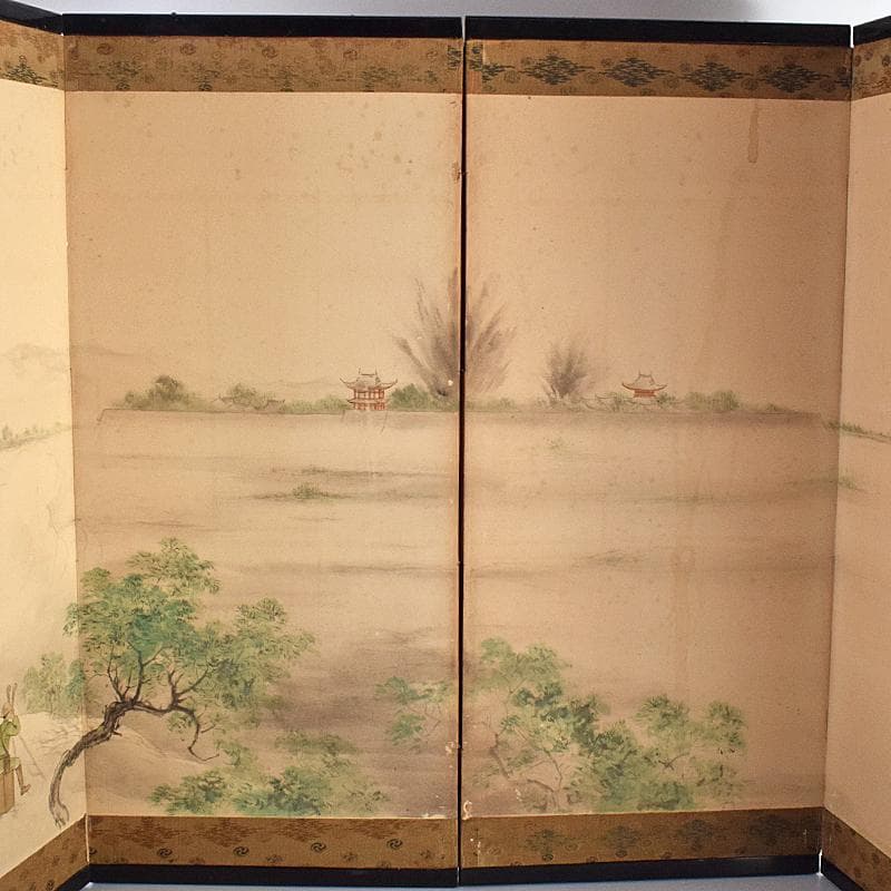 書画 支那事変 野砲戦図 小屏風 衝立 M R7573B - winetouritalia.com