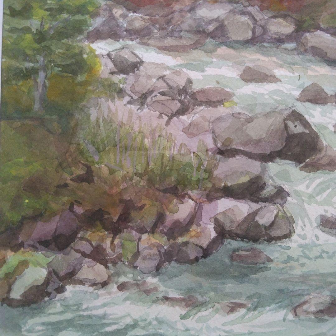 アート フレーム 額縁 ゴールド F6 水彩画 秋景 額装済み インテリア