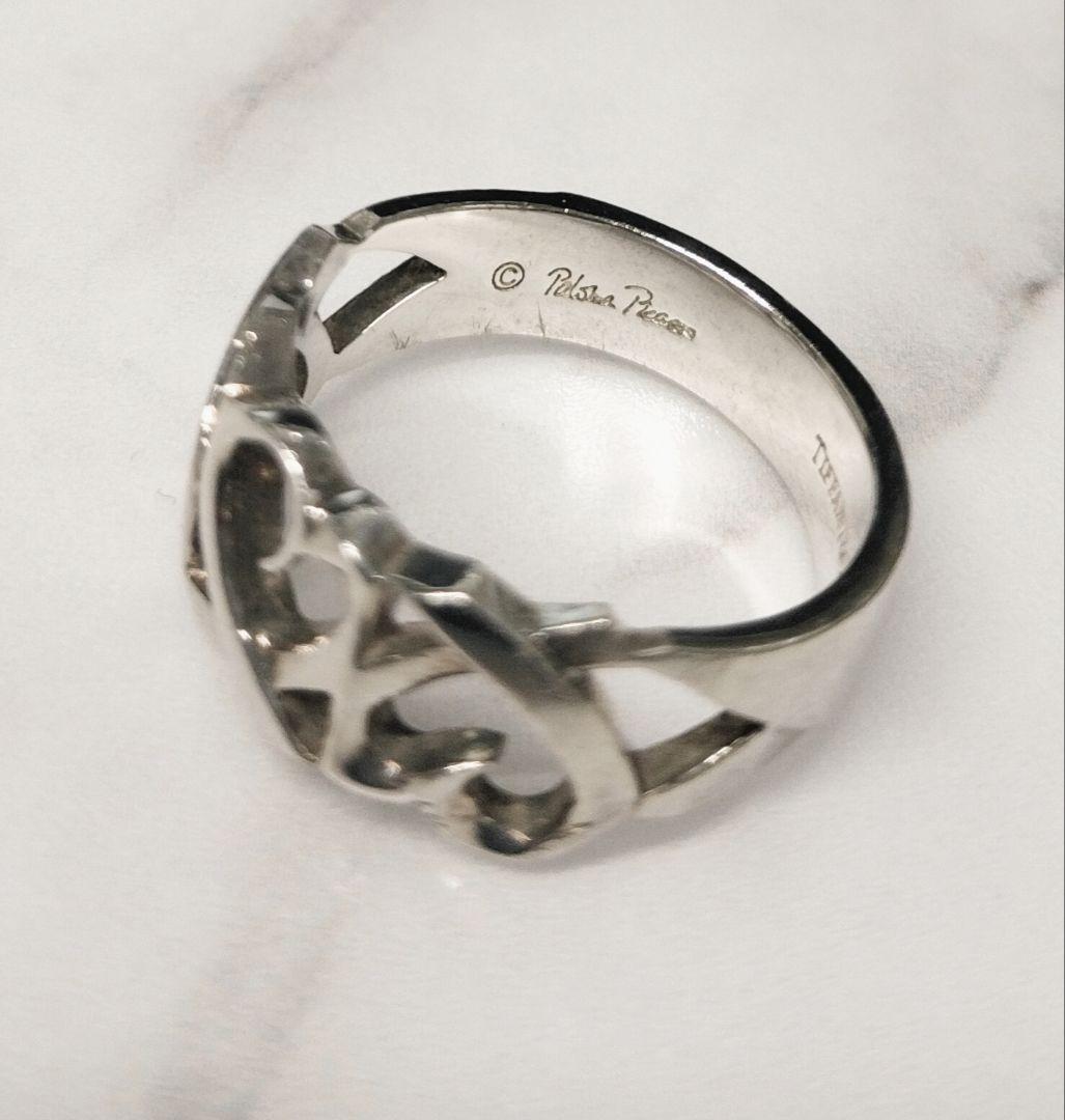 【美品】ティファニー トリプル ラビングハート リング 12号 シルバー 925