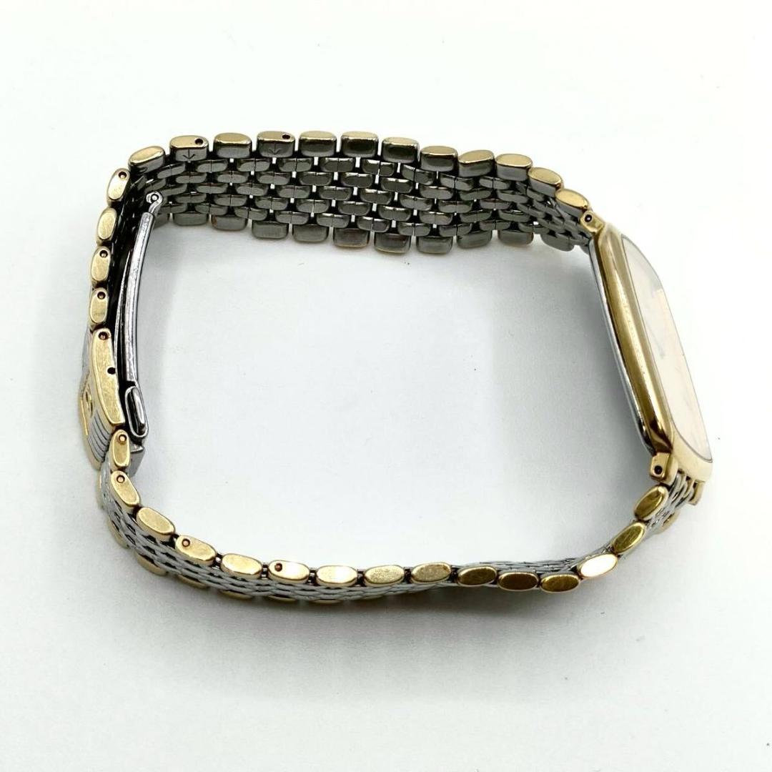 稼働品 OMEGA DeVille スクエア ゴールド文字盤 クォーツ コンビ