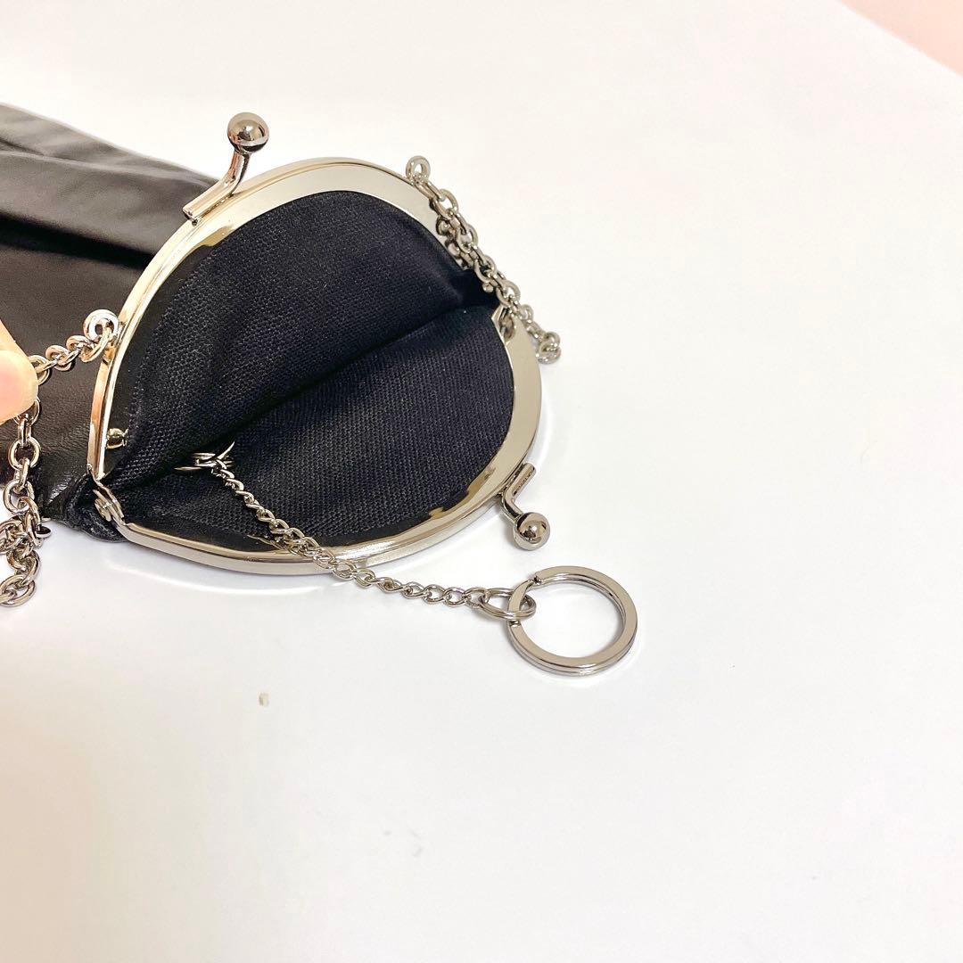 レザー　グローブバッグ ポーチ　ポシェット　キーケース　がま口