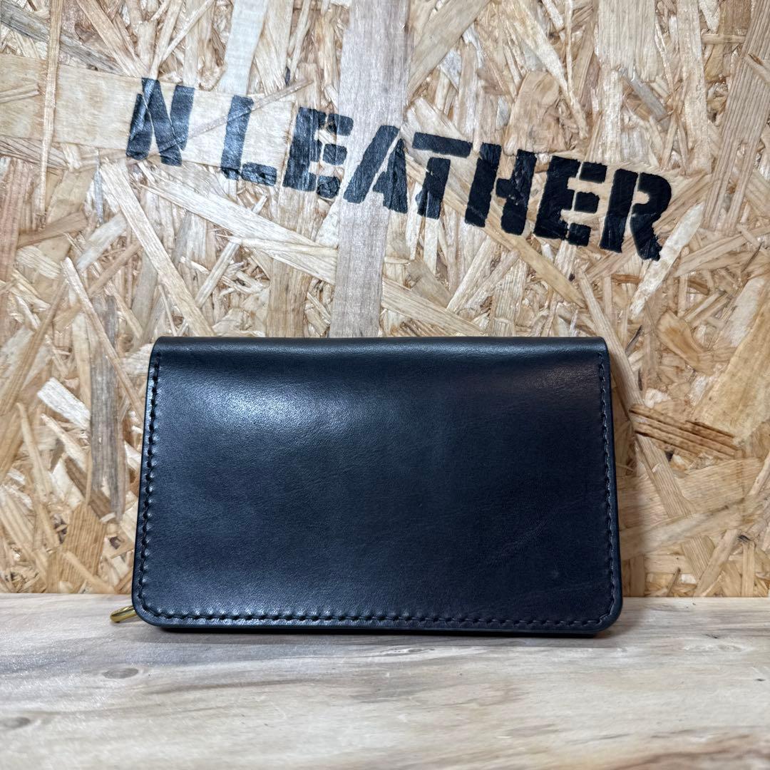 150 カスタム ミドル トラッカーウォレット 姫路レザー オイルヌメ 真鍮 黒