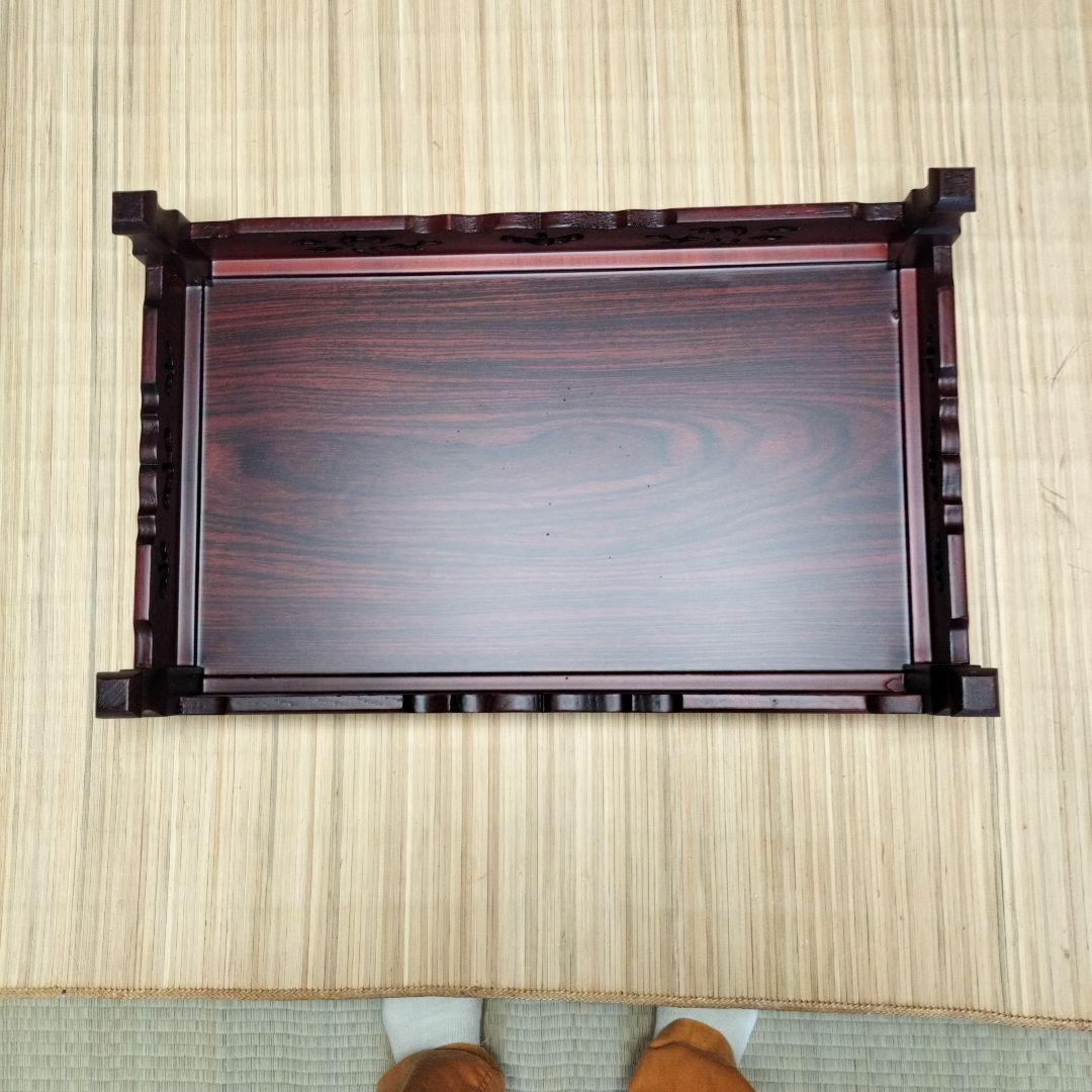 未使用 華道具 唐木紫檀 松透かし彫 花台 盆栽台 香炉台 紙箱