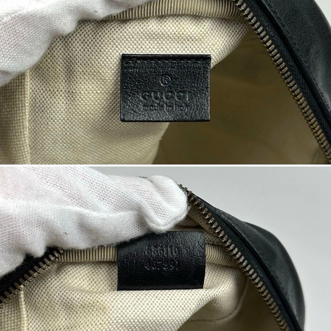 【美品】グッチ　バスケットボール　シェイプ　ハンドバッグ　マーモント　レザー　黒