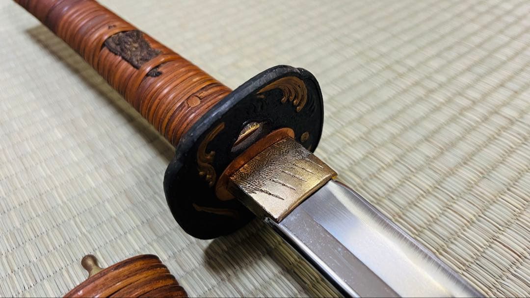 模造刀 大小 2振りセット 藤巻 鍔付き雲龍拵 笄付き 250519-4