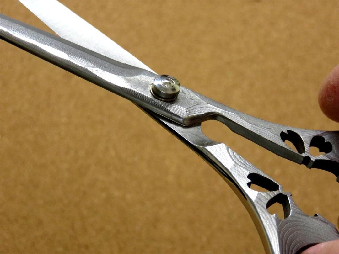 関の刃物 エムカスタ はさみ ショップ 桜 ダマスカス 32層鋼 V金10号