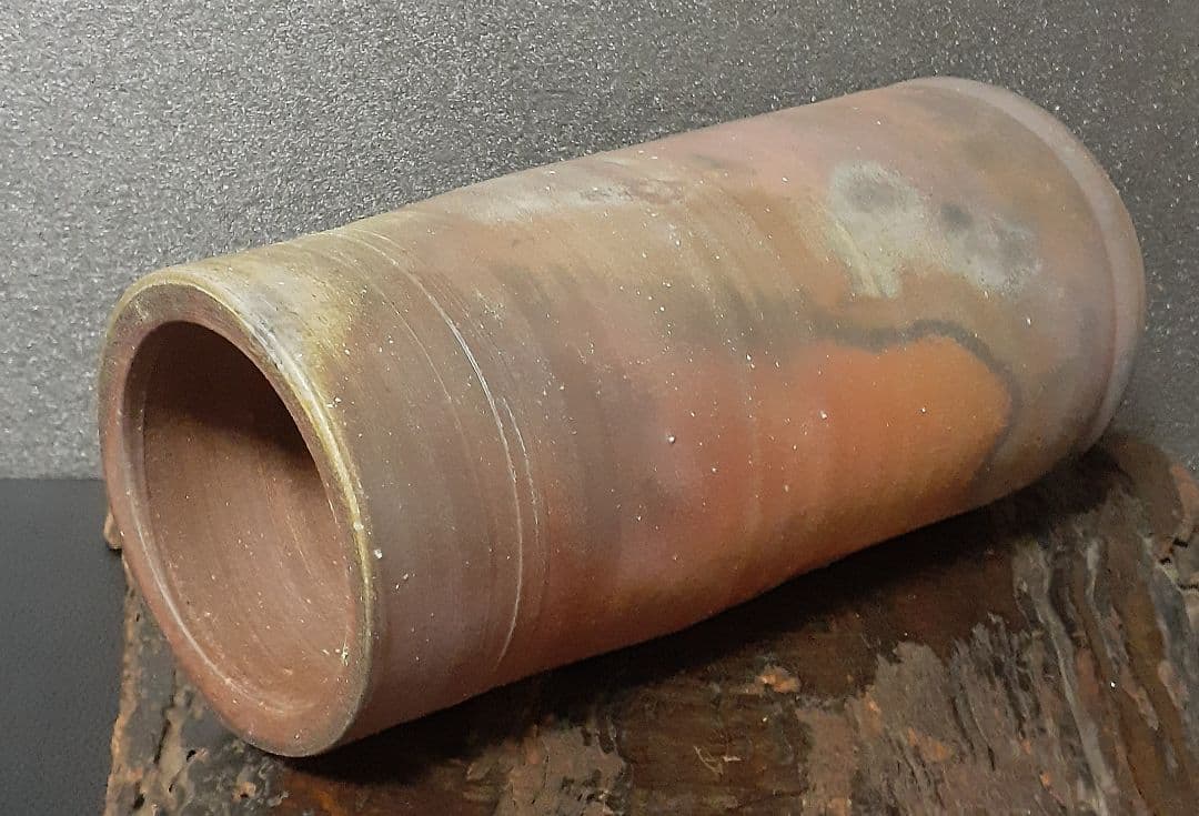 日本工芸会正会員 【藤原和】造 備前花入れ 祖父人間国宝藤原啓 父