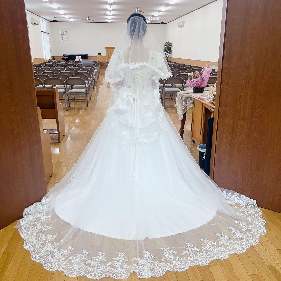 ウェディングドレス　大きいサイズ　M、L、XLの方向け　ホワイト　結婚式　新婦