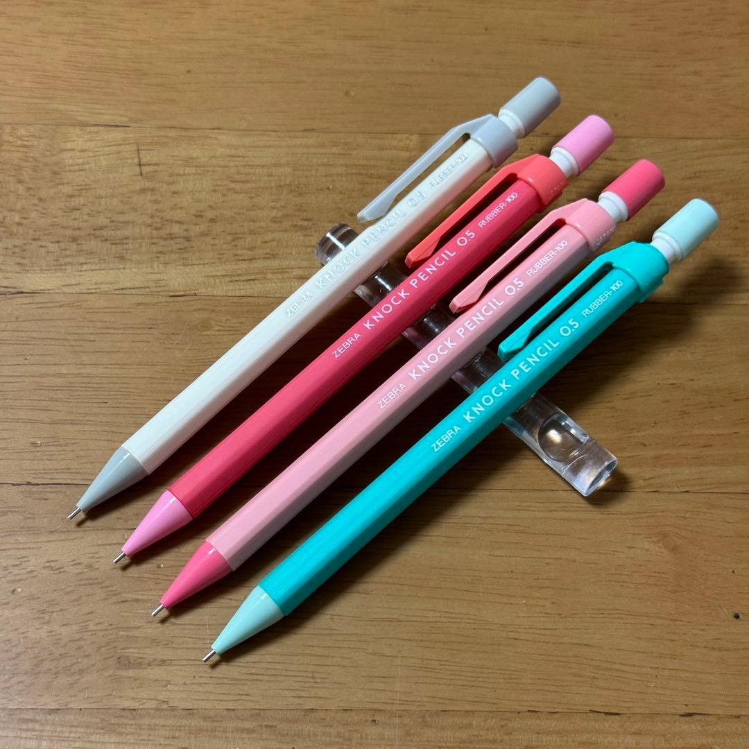 新品 廃盤 ゼブラ ノックペンシル ラバー 100 シャーペン 4本セット