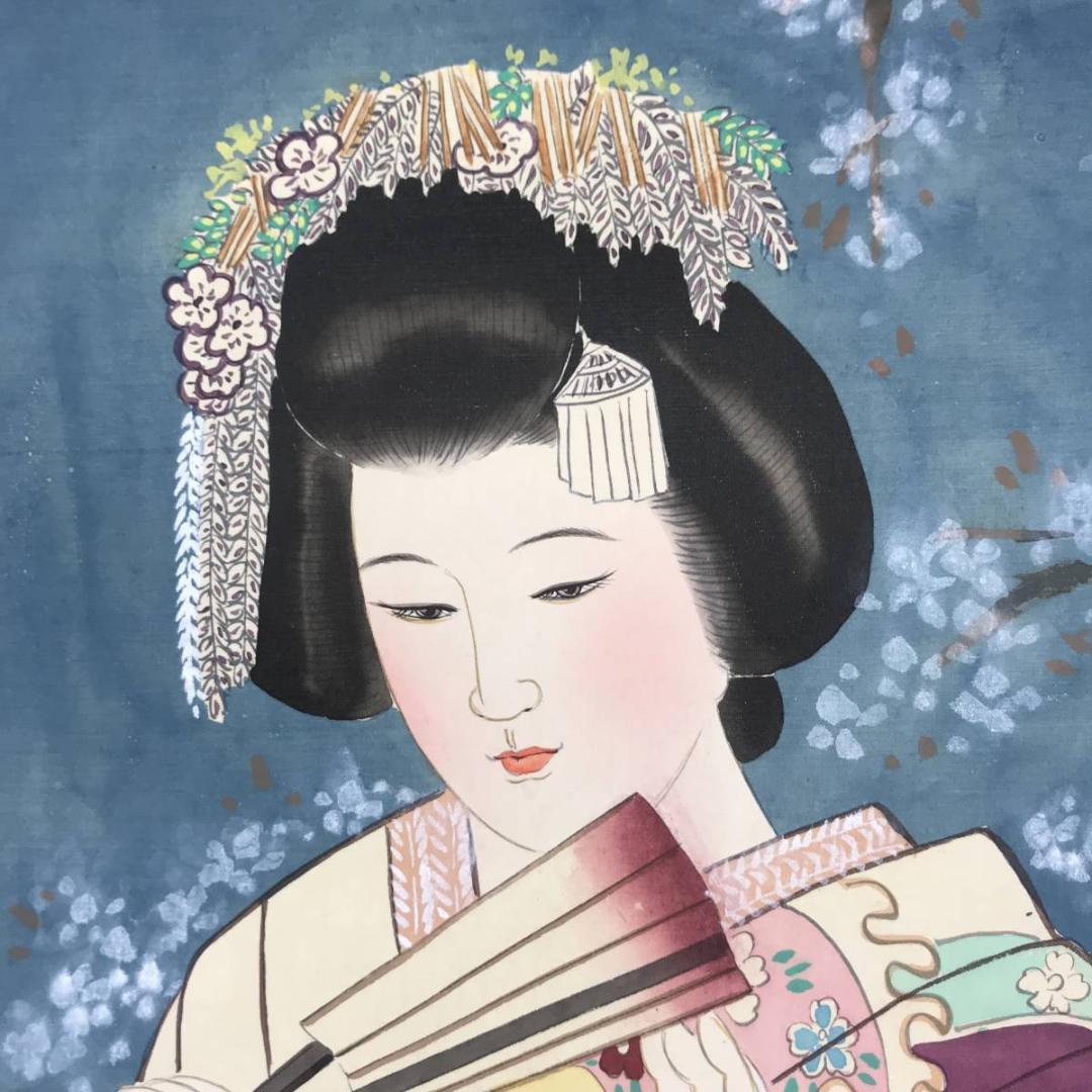 【真作】如雲/舞妓図/美人図/美人画/横物/掛軸/名家伝来/AC-540