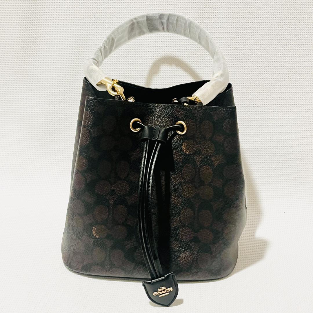 COACHコーチ シグネチャー ローアン バケット バッグ ブラウン キャンバス